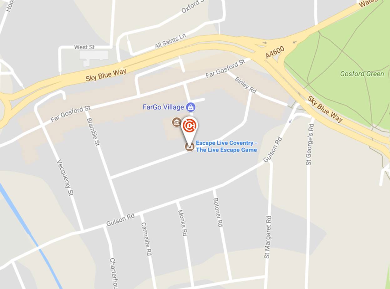 Google map showing where Escape live is located in Coventry