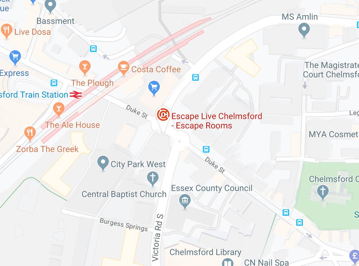 Google map of our escape room in Chelmsford