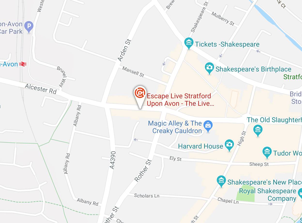 Google map showing where escape live is based in stratford upon avon