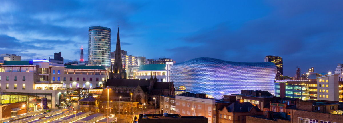 Birmingham city centre at night